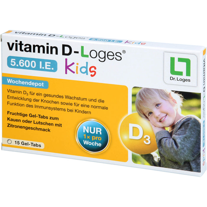 Vitamin D-loges 5.600 I.E Kids fruchtige Gel-Tabs, 15 pc Bonbons de gomme