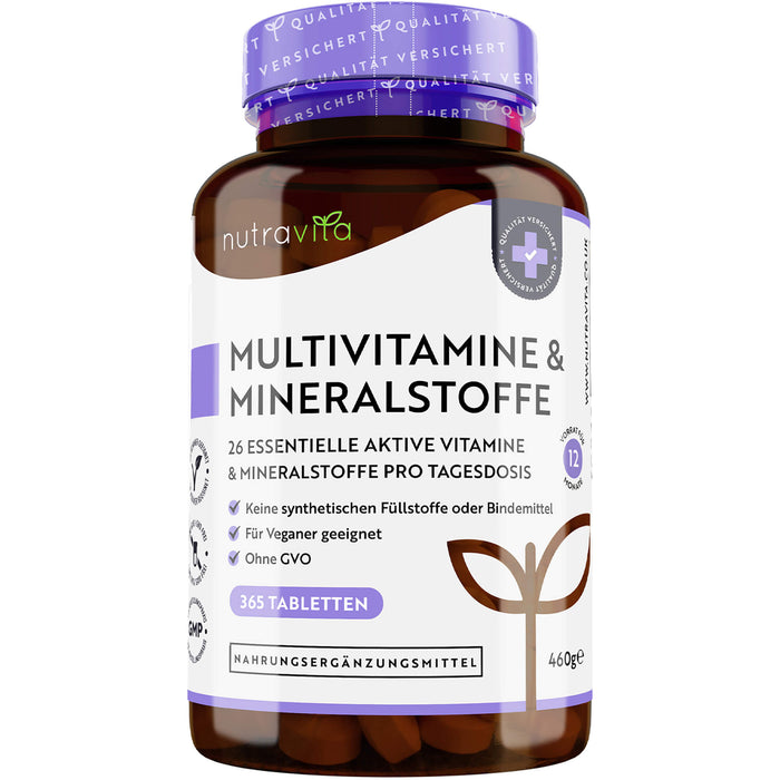 Multivitamine & Mineralstoffe hochdosiert vegan, 365 St TAB