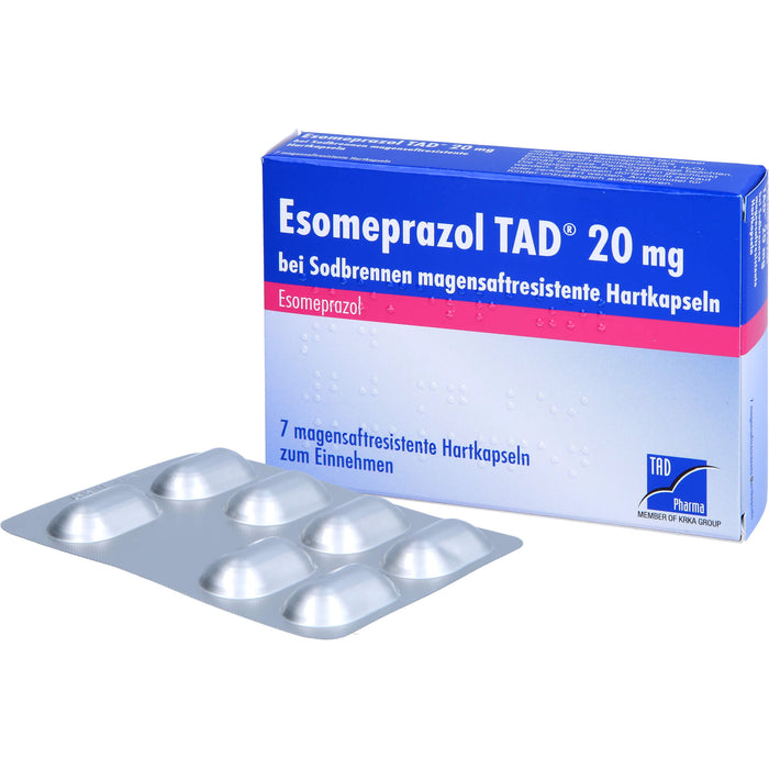 Esomeprazol TAD 20 mg Hartkapseln bei Sodbrennen, 7 pcs. Capsules