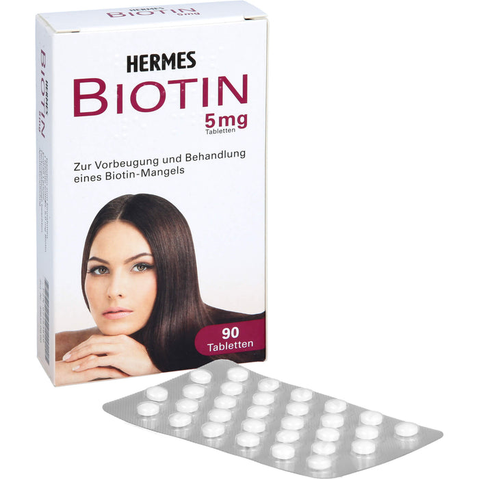 HERMES Biotin 5 mg Tabletten Vorbeugung und Behandlung eines Biotin-Mangels, 90 St. Tabletten