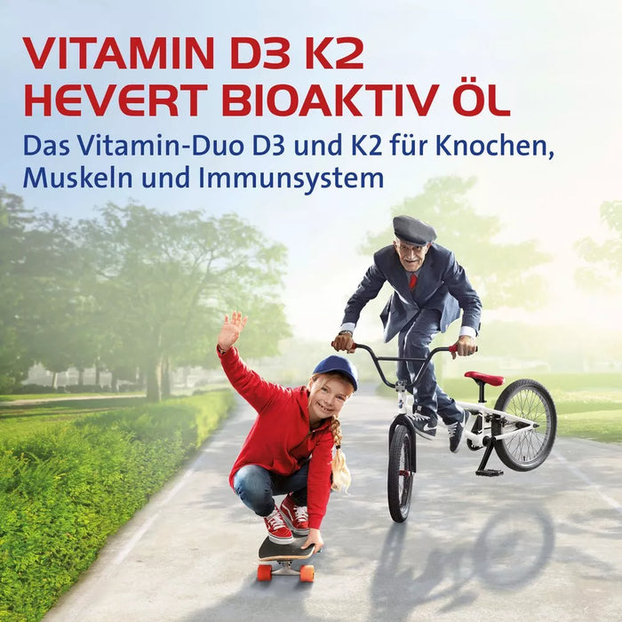 Vitamin D3 K2 HEVERT Bioaktiv Öl für gesunde Knochen und Muskeln sowie ein aktives Immunsystem, 20 ml Öl