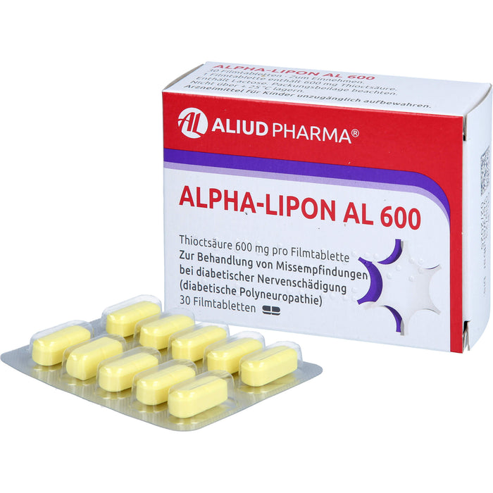 ALPHA-LIPON AL 600 Tabletten zur Behandlung von Missempfindungen bei diabetischer Nervenschädigung, 30 pc Tablettes