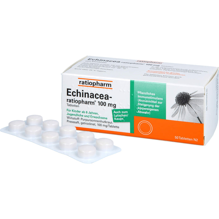 Echinacea-ratiopharm 100 mg Tabletten zur Steigerung der körpereigenen Abwehr, 50 St. Tabletten