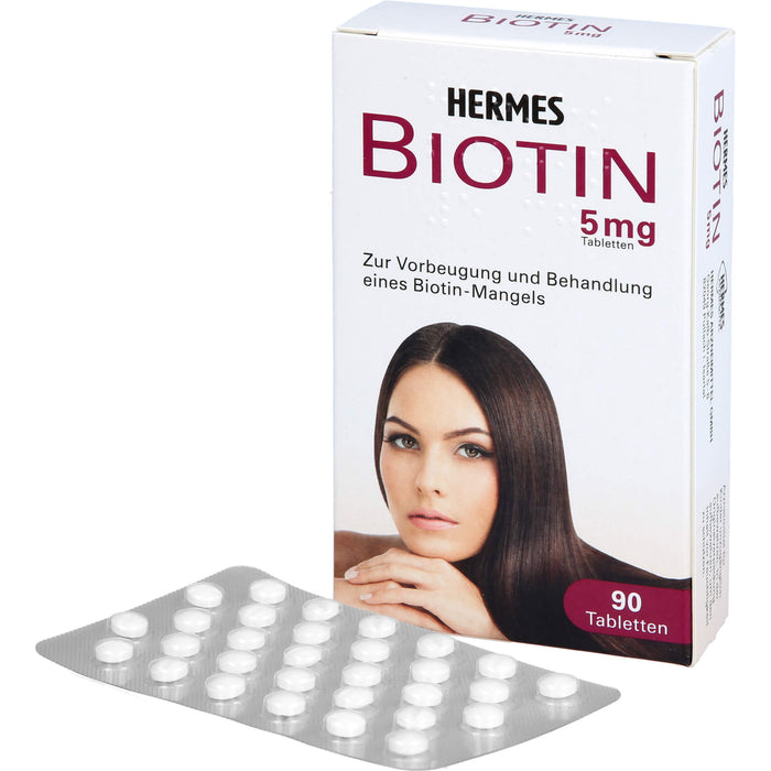 HERMES Biotin 5 mg Tabletten Vorbeugung und Behandlung eines Biotin-Mangels, 90 St. Tabletten