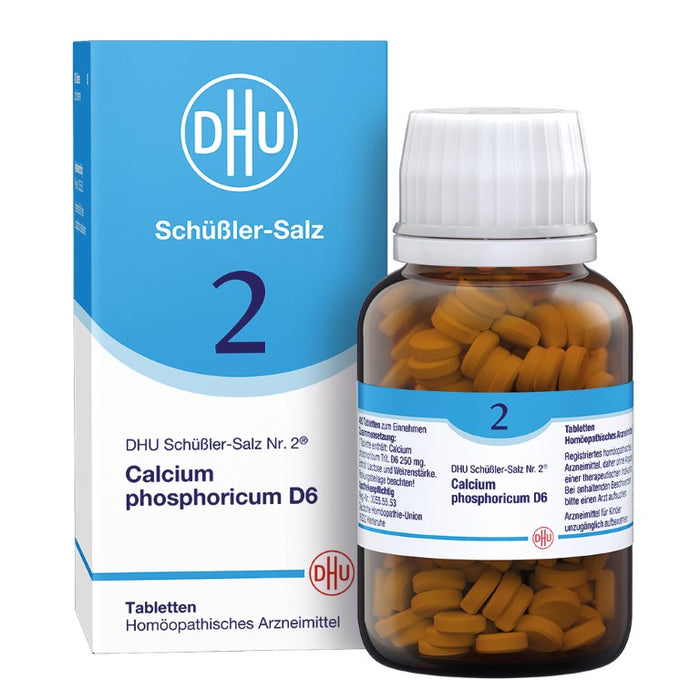 DHU Schüßler-Salz Nr. 2 Calcium phosphoricum D6 – Das Mineralsalz der Knochen und Zähne – das Original – umweltfreundlich im Arzneiglas, 420 pc Tablettes