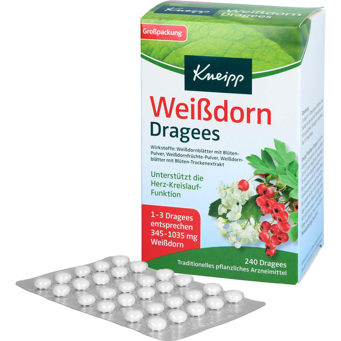 Kneipp Weißdorn Dragees unterstützt die Herz-Kreislauf-Funktion, 240 pcs. Tablets