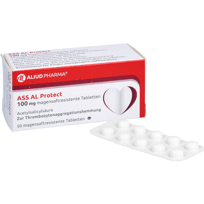 ASS AL Protect 100 mg magensaftresistente Tabletten zur Thrombozytenaggregationshemmung, 50 pc Tablettes