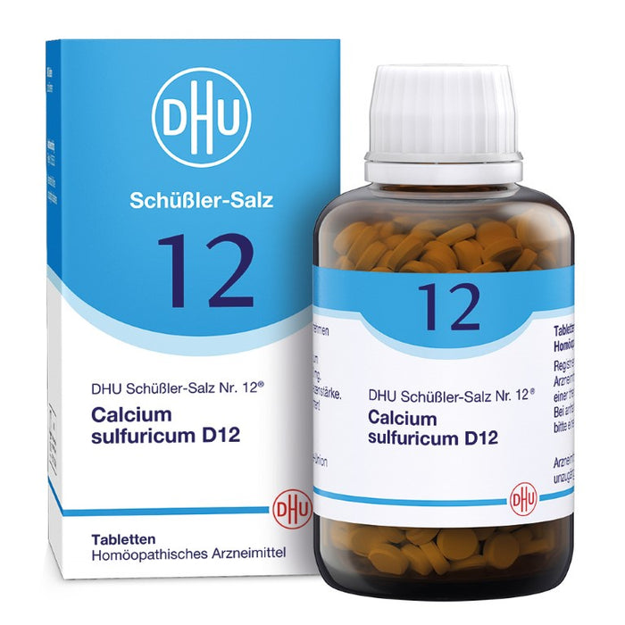 DHU Schüßler-Salz Nr. 12 Calcium sulfuricum D12 – Das Mineralsalz der Gelenke – das Original – umweltfreundlich im Arzneiglas, 900 pc Tablettes