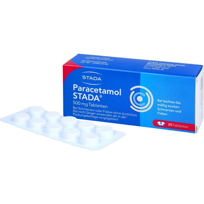 Paracetamol STADA 500 mg Tabletten bei Schmerzen und Fieber, 20 St. Tabletten