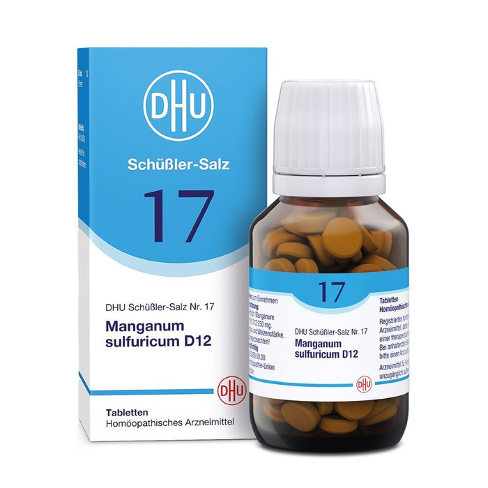 DHU Schüßler-Salz Nr. 17 Manganum sulfuricum D12 – Das Mineralsalz der Blutbildung – das Original – umweltfreundlich im Arzneiglas, 200 pc Tablettes