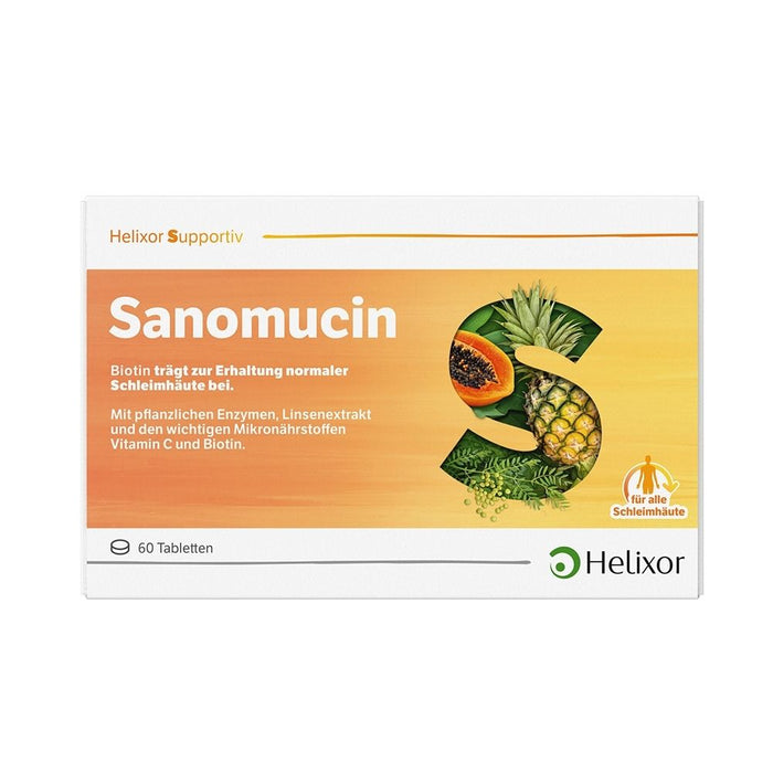 Helixor supportiv Sanomucin - mit pflanzlichen Enzymen, Linsenextrakt und den wichtigen Mikronährstoffen Vitamin C und Biotin, 60 pcs. Tablets