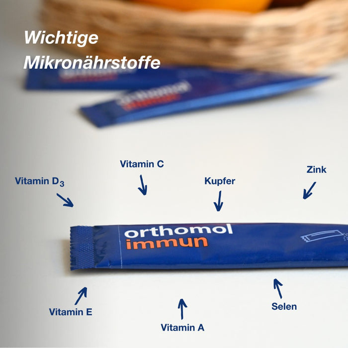 Orthomol Immun - Mikronährstoffe zur Unterstützung des Immunsystems - mit Vitamin C, Vitamin D und Zink - Menthol-Himbeere, 30 St. Tagesportionen