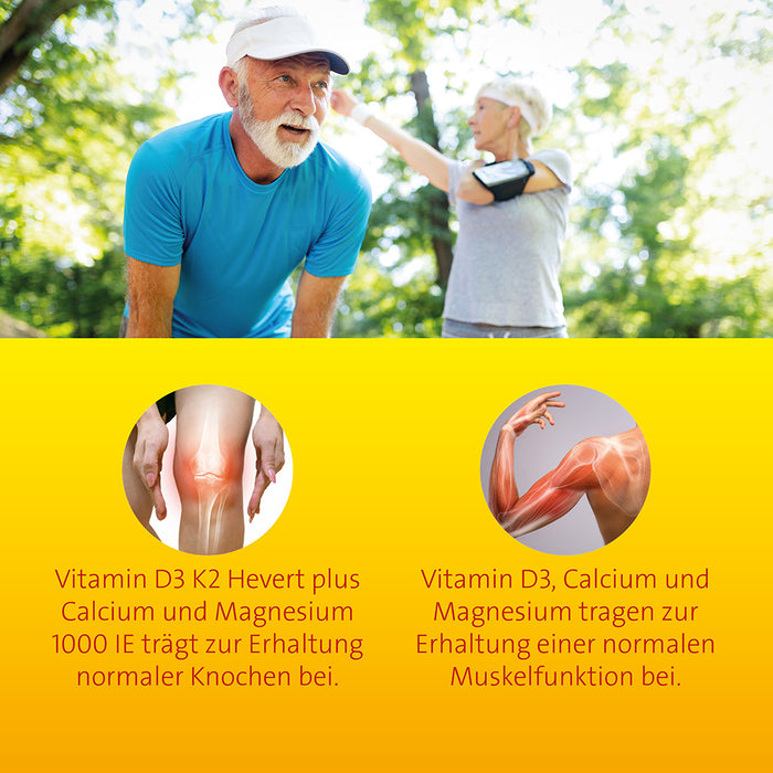 Vitamin D3 K2 Hevert plus Calcium und Magnesium 1.000 I.E. mit 4-fach Osteo-Formel für gesunde Knochen und Muskeln, 120 St. Kapseln