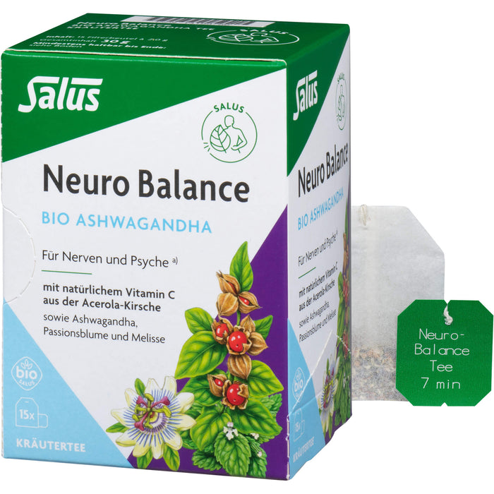 Salus Neuro Balance Bio Ashwagandha Tee für Nerven und Psyche, 15 pc Thé