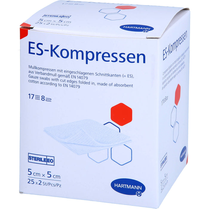 HARTMANN ES-Kompressen steril 5 cm x 5 cm Mullkompressen, 50 pc Compresses