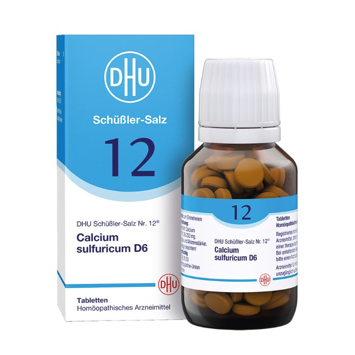 DHU Schüßler-Salz Nr. 12 Calcium sulfuricum D6 – Das Mineralsalz der Gelenke – das Original – umweltfreundlich im Arzneiglas, 200 pc Tablettes