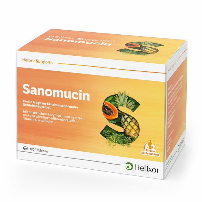 Helixor supportiv Sanomucin - mit pflanzlichen Enzymen, Linsenextrakt und den wichtigen Mikronährstoffen Vitamin C und Biotin, 180 pcs. Tablets