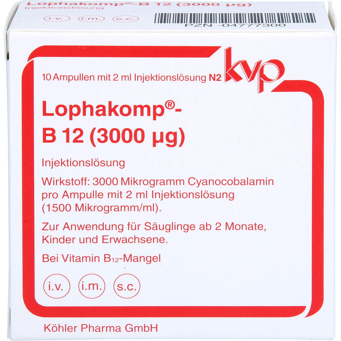 Lophakomp-B12 (3000 µg) Ampullen zur parenteralen B 12-Therapie in Depotform, 10 pcs. Ampoules