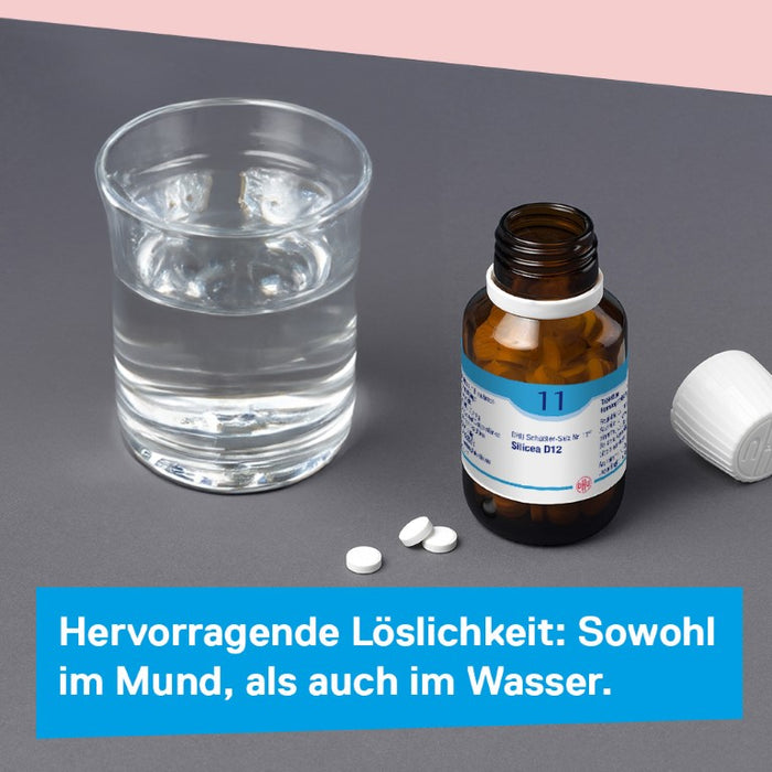 DHU Schüßler-Salz Nr. 11 Silicea D12 – Das Mineralsalz der Haare, der Haut und des Bindegewebes – das Original – umweltfreundlich im Arzneiglas, 80 pcs. Tablets