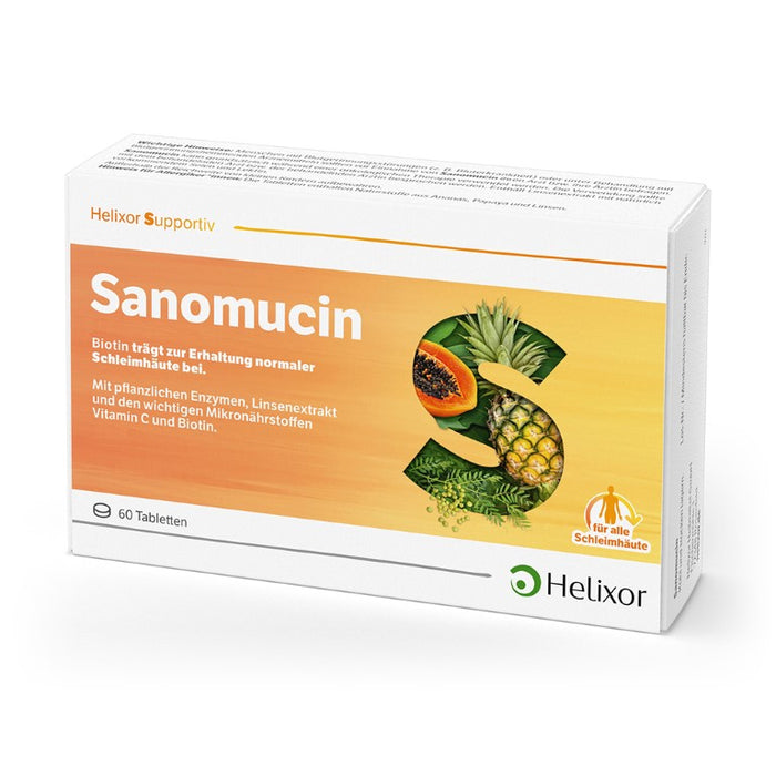 Helixor supportiv Sanomucin - mit pflanzlichen Enzymen, Linsenextrakt und den wichtigen Mikronährstoffen Vitamin C und Biotin, 60 pc Tablettes