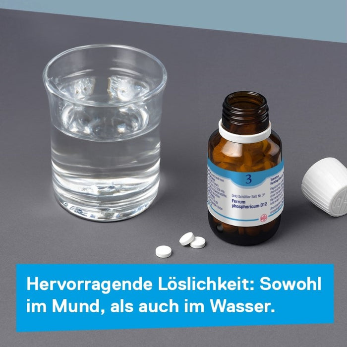 DHU Schüßler-Salz Nr. 3 Ferrum phosphoricum D6 – Das Minalsalz des Immunsystems – das Original – umweltfreundlich im Arzneiglas, 200 St. Tabletten