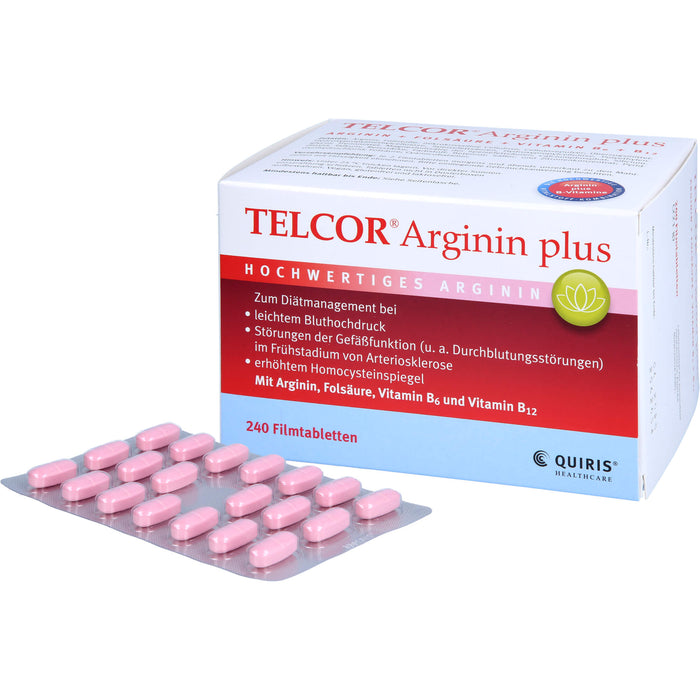 TELCOR Arginin plus Filmtabletten bei leichtem Bluthochdruck und Störungen der Gefäßfunktion, 240 pcs. Tablets