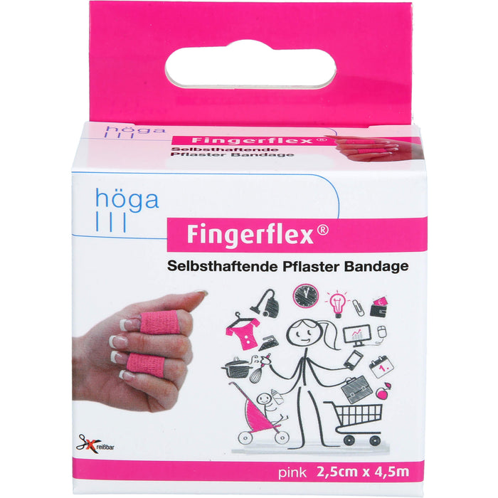 HÖGA-PHARM Fingerflex 2,5 cm x 4,5 m pinke selbsthaftende Pflaster, 1 St. Pflaster