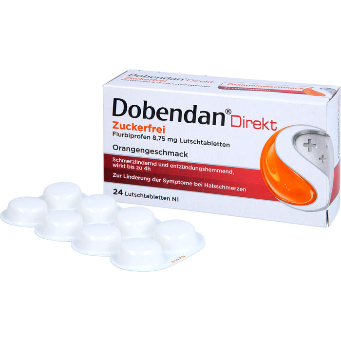 DOBENDAN Direkt Zuckerfrei Lutschtabletten bei starken Halsschmerzen & Schluckbeschwerden, 24 pc Tablettes