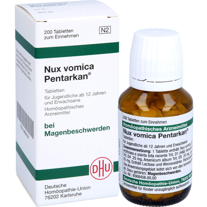 DHU Nux vomica Pentarkan Tabletten bei Magenbeschwerden, 200 pc Tablettes