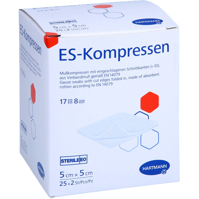 HARTMANN ES-Kompressen steril 5 cm x 5 cm Mullkompressen, 50 pc Compresses