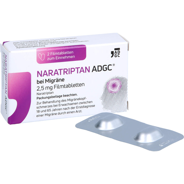 NARATRIPTAN ADGC bei Migräne 2,5 mg Filmtabletten, 2 St FTA