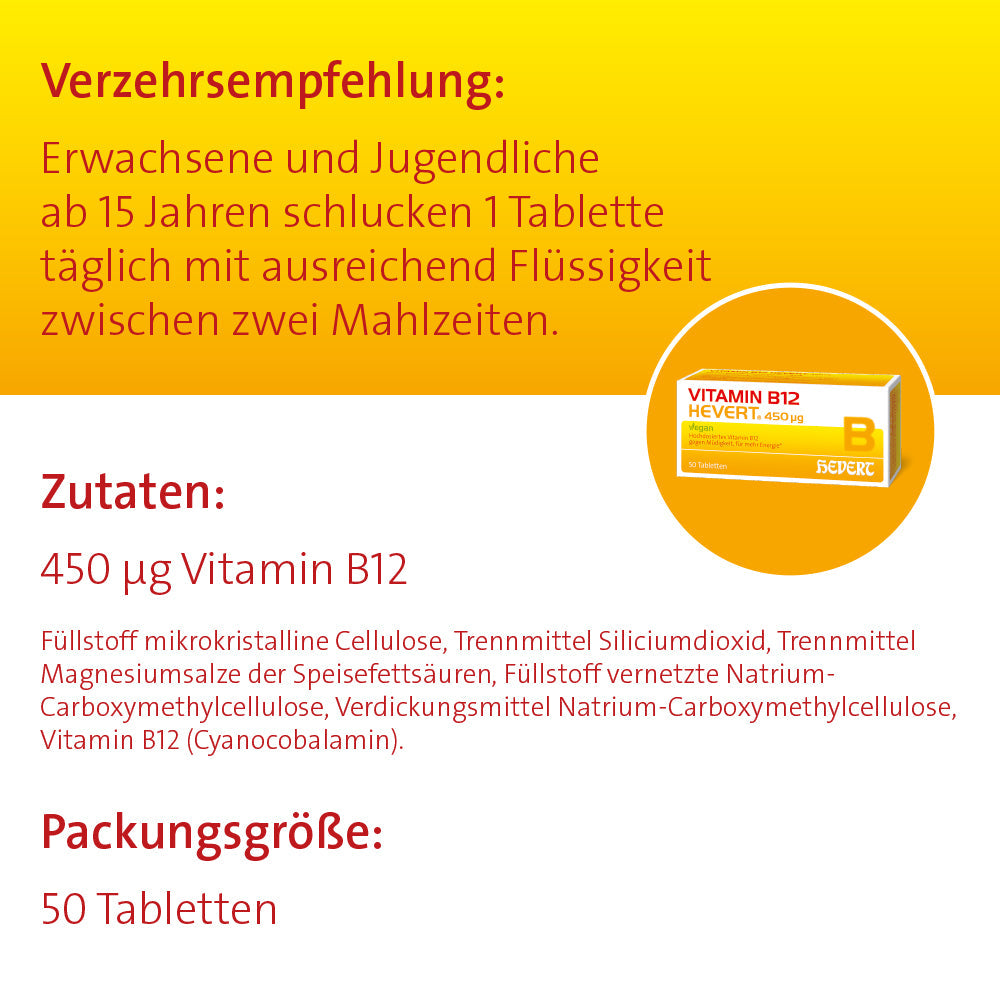 Vitamin B12 Hevert 450 µg, 50 St. Tabletten