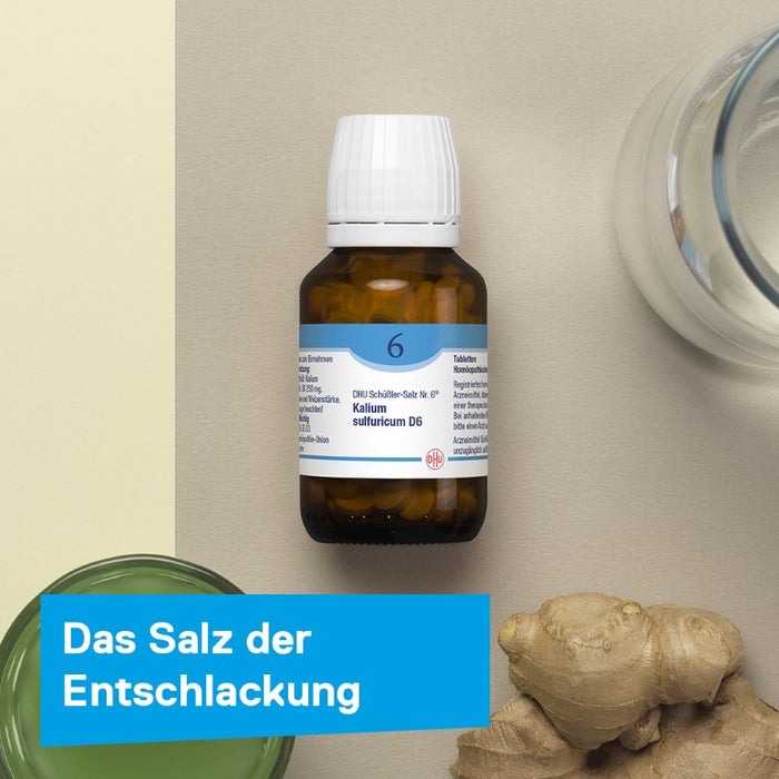 DHU Schüßler-Salz Nr. 6 Kalium sulfuricum D12 – Das Mineralsalz der Entschlackung – das Original – umweltfreundlich im Arzneiglas, 200 St. Tabletten