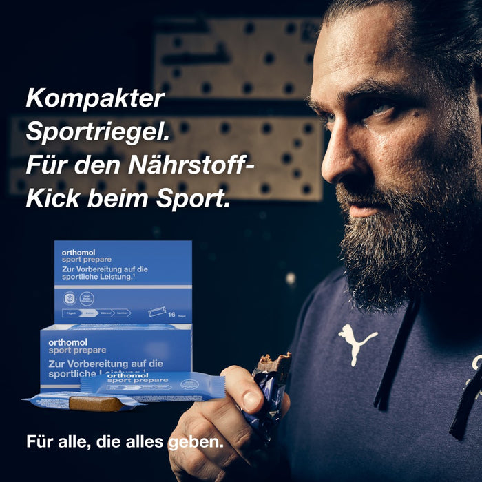 Orthomol Sport prepare - Fruchtriegel mit Kreatin, Koffein und BCAAs - Einnahme vor dem Training - Schoko-Mandel-Dattel-Geschmack, 1 St. Riegel