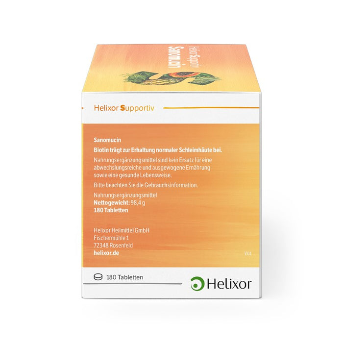 Helixor supportiv Sanomucin - mit pflanzlichen Enzymen, Linsenextrakt und den wichtigen Mikronährstoffen Vitamin C und Biotin, 180 pc Tablettes