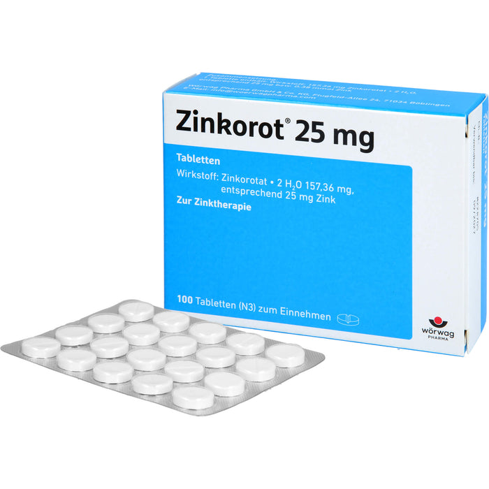 Zinkorot 25 mg Tabletten zur Zinktherapie, 100 pc Tablettes