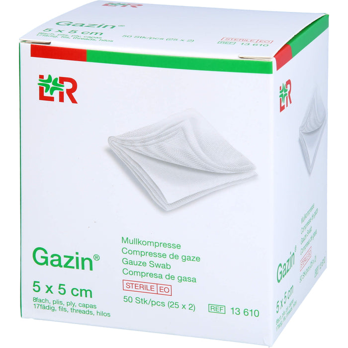 Gazin Kompressen steril 5 x 5 cm, 50 pc Compresses