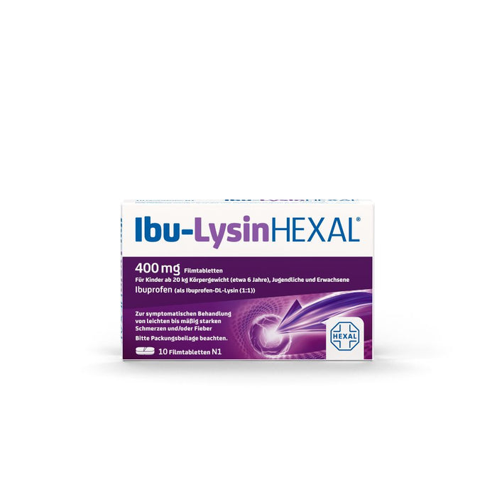 Ibu-Lysin Hexal 400 mg Filmtabletten bei Schmerzen und Fieber, 10 St. Tabletten