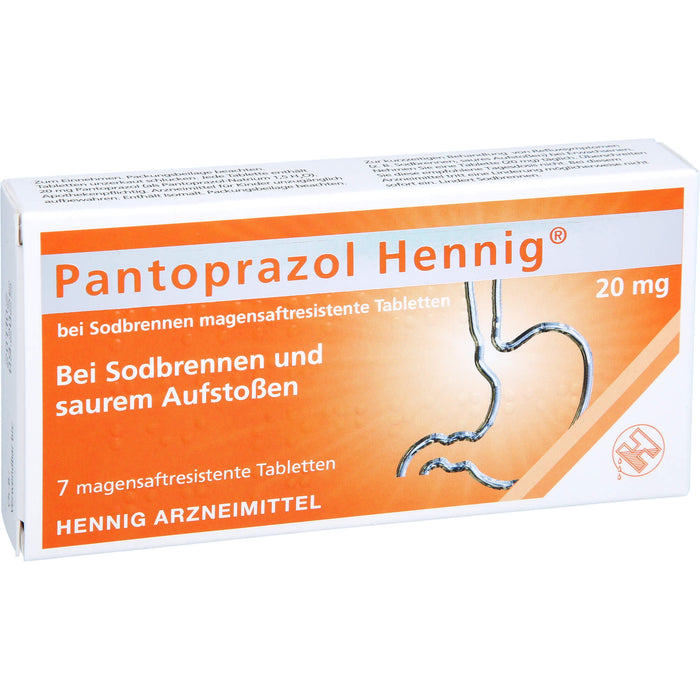 Pantoprazol Hennig 20 mg Tabletten bei Sodbrennen, 7 St. Tabletten