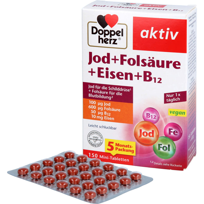 Doppelherz Jod+Folsäure+Eisen+B12, 150 St TAB