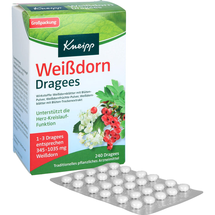 Kneipp Weißdorn Dragees unterstützt die Herz-Kreislauf-Funktion, 240 pc Tablettes