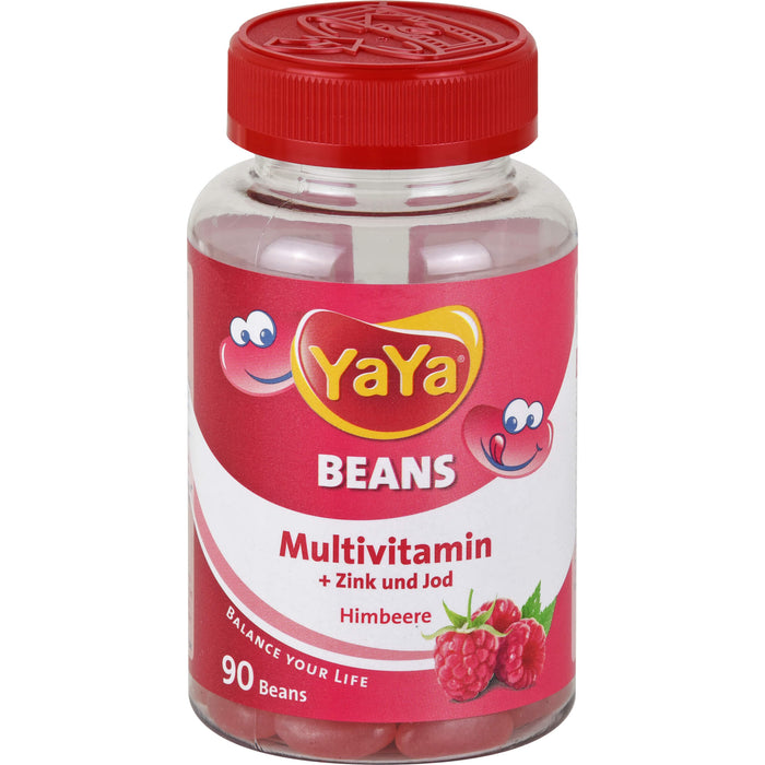 YaYa Beans Multivitamin + Zink und Jod Himbeere, 90 pcs. Dragées