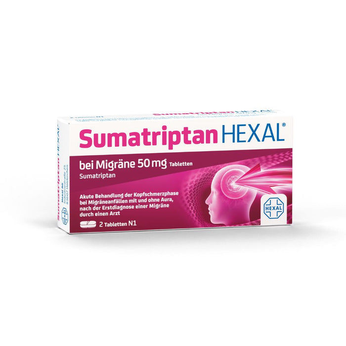 Sumatriptan HEXAL bei Migräne 50 mg Tabletten, 2 St. Tabletten