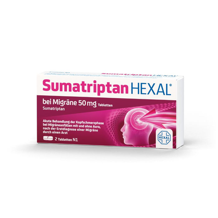 Sumatriptan HEXAL bei Migräne 50 mg Tabletten, 2 pc Tablettes