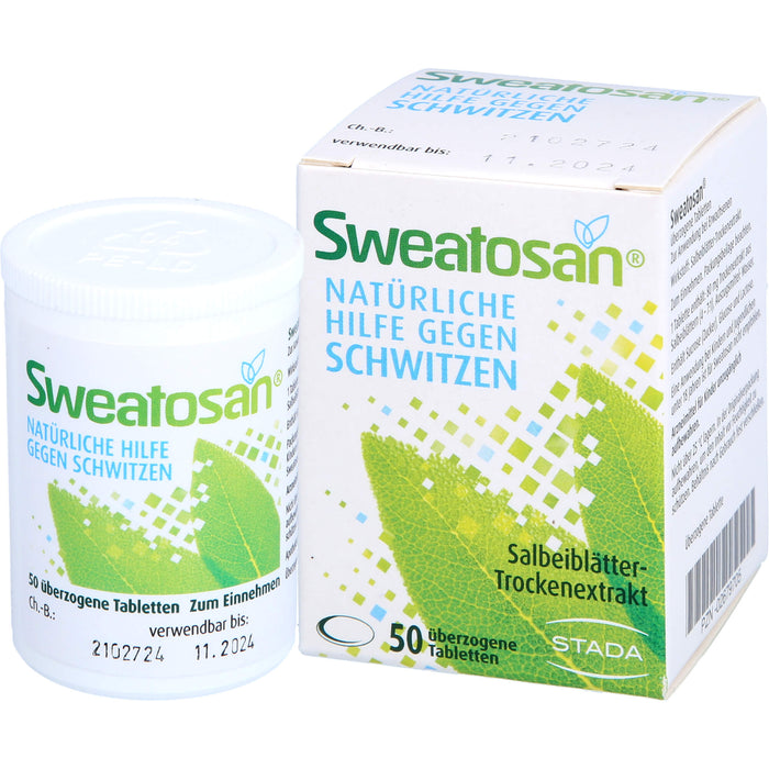 Sweatosan Tabletten natürliche Hilfe gegen Schwitzen, 50 St. Tabletten