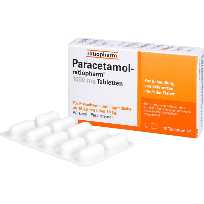 Paracetamol-ratiopharm 1000 mg Tabletten, 10 pcs. Tablets