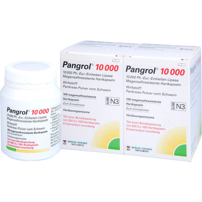 Pangrol 10 000 Ph.-Eur.-Einheiten Lipase Hartkapseln Verdauungsenzyme, 200 pcs. Capsules