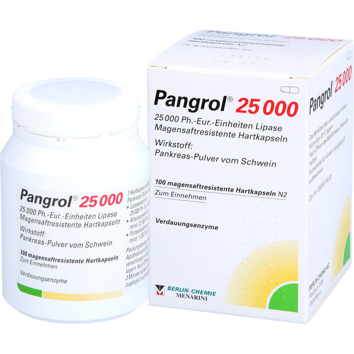 Pangrol 25 000, 25 000 Ph.-Eur.-Einheiten Lipase Magensaftresistente Hartkapseln, 100 pcs. Capsules