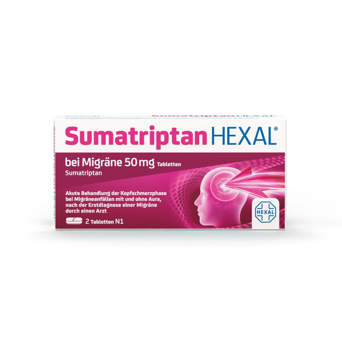 Sumatriptan HEXAL bei Migräne 50 mg Tabletten, 2 St. Tabletten