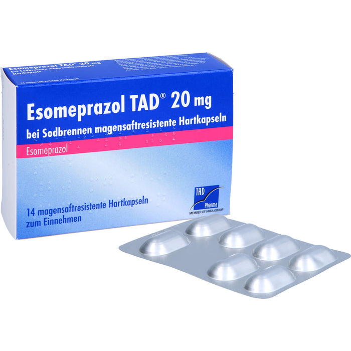 Esomeprazol TAD 20 mg bei Sodbrennen magensaftresistente Hartkapseln, 14 St. Kapseln